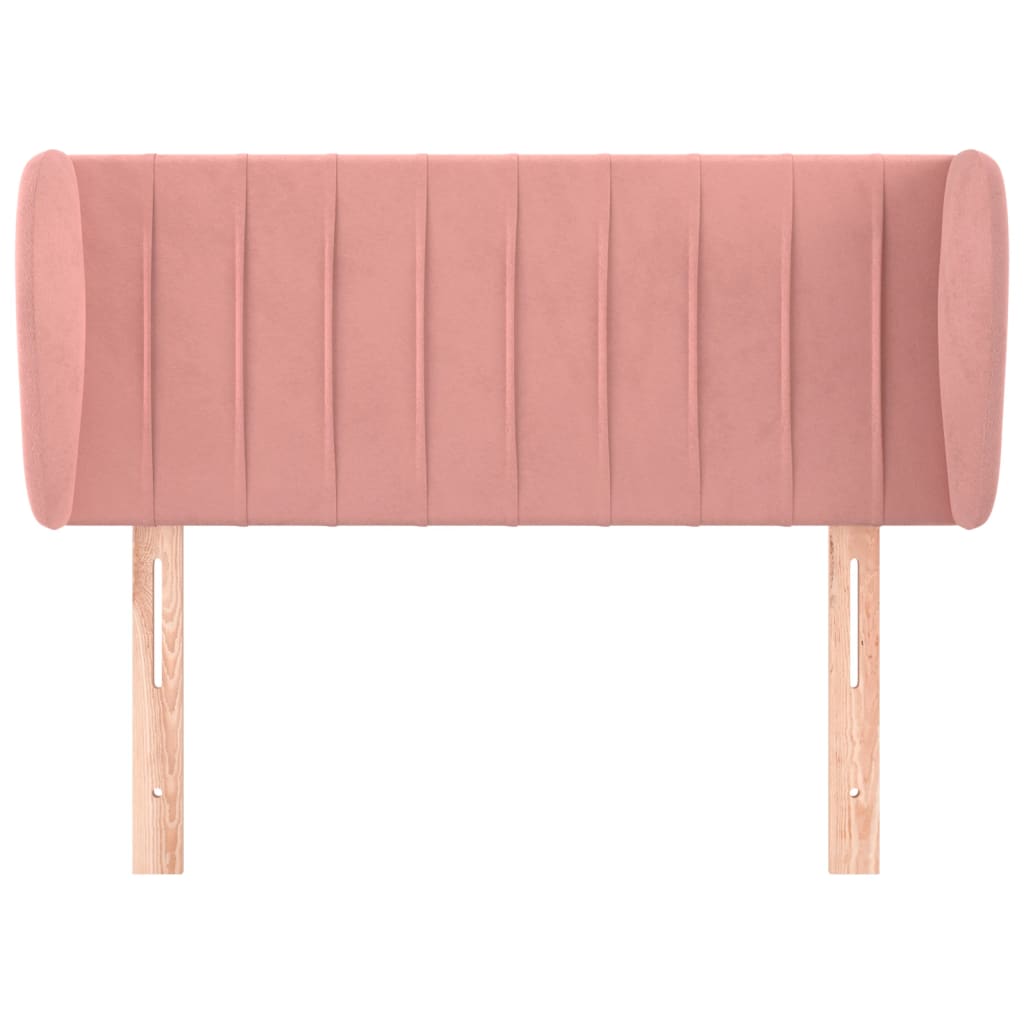 Cabeceira de cama c/ abas veludo 93x23x78/88 cm rosa