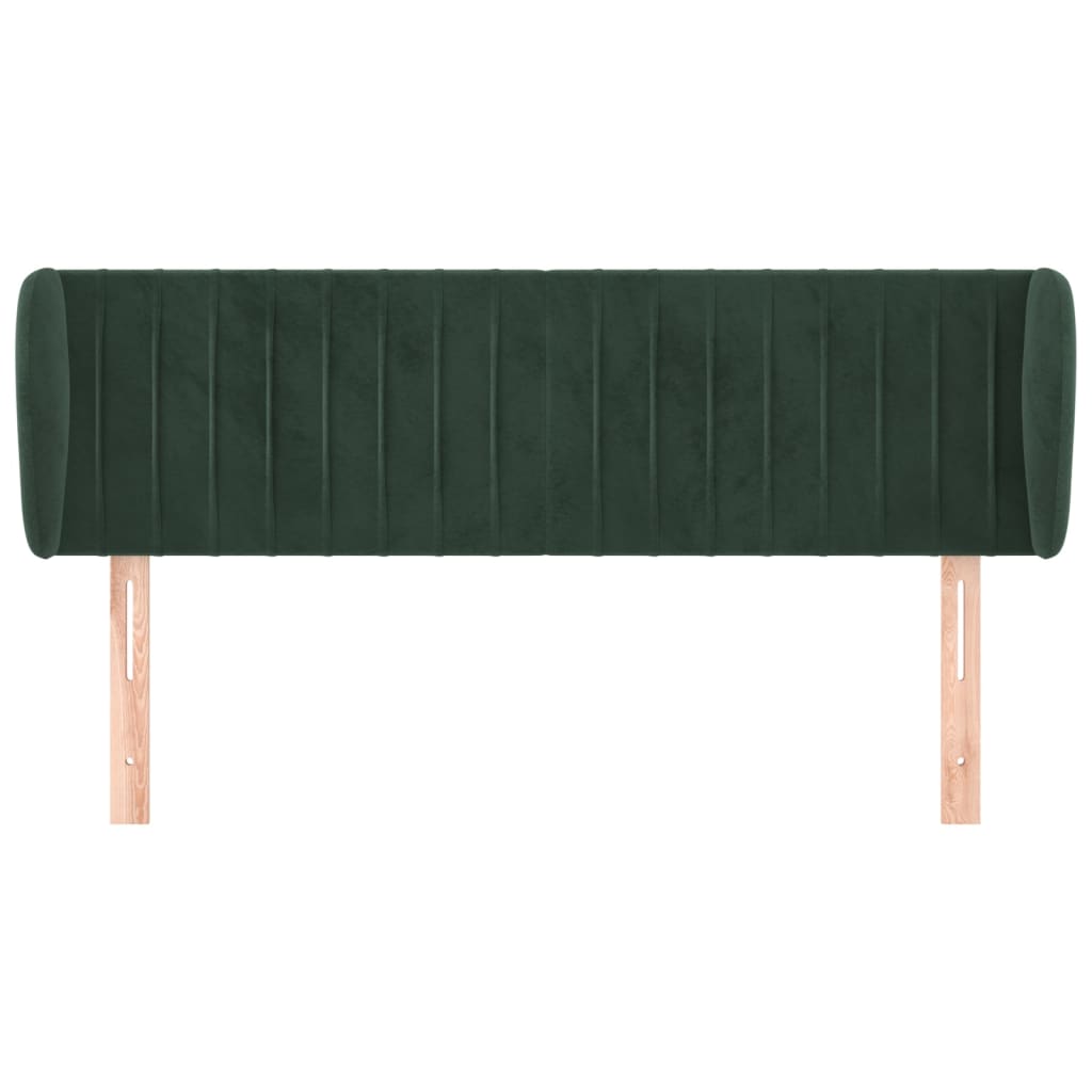 Cabeceira de cama c/ abas veludo 147x23x78/88cm verde-escuro