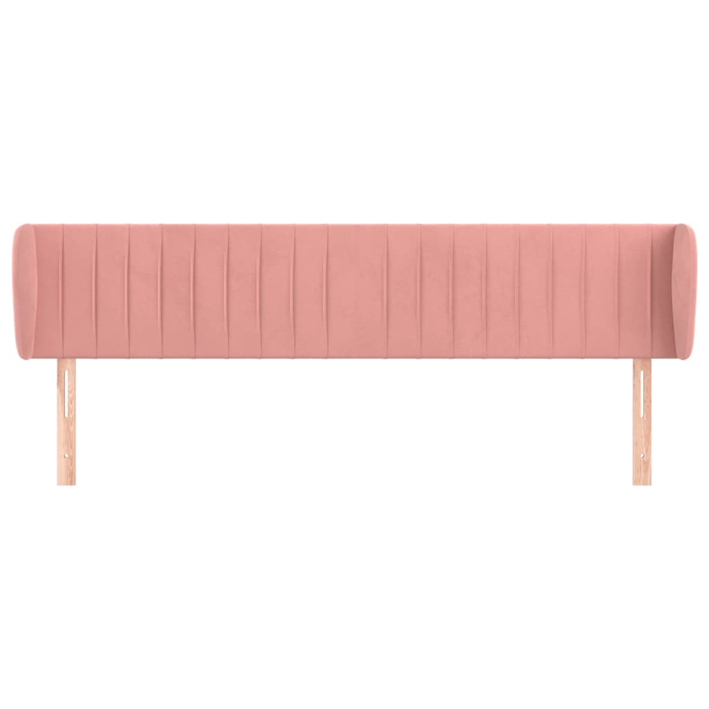 Cabeceira de cama c/ abas veludo 163x23x78/88 cm rosa