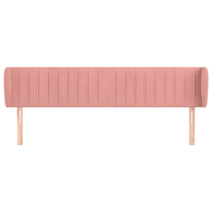 Cabeceira de cama c/ abas veludo 163x23x78/88 cm rosa