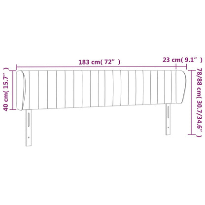 Cabeceira de cama c/ abas veludo 183x23x78/88cm cinzento-escuro