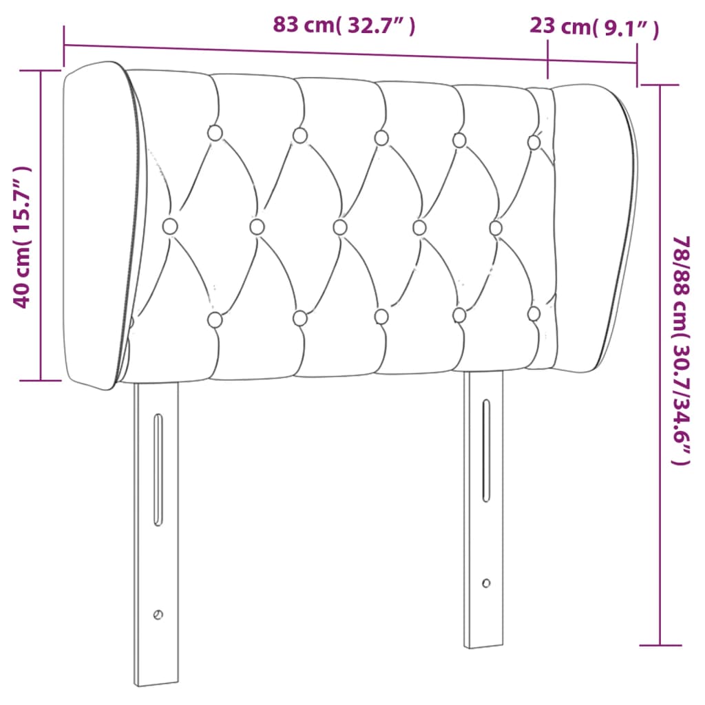 Cabeceira de cama c/ abas tecido 83x23x78/88 cm cinzento-escuro