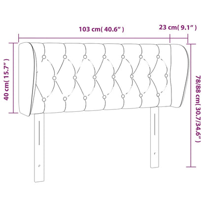 Cabeceira de cama c/ abas tecido 103x23x78/88 cm cinzento-claro