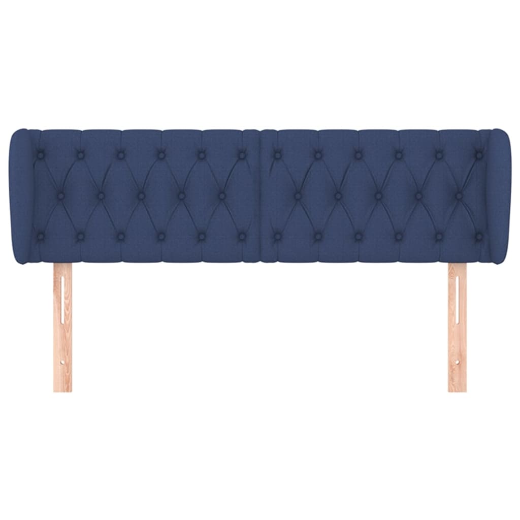 Cabeceira de cama c/ abas tecido 147x23x78/88 cm azul