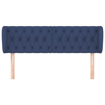 Cabeceira de cama c/ abas tecido 147x23x78/88 cm azul