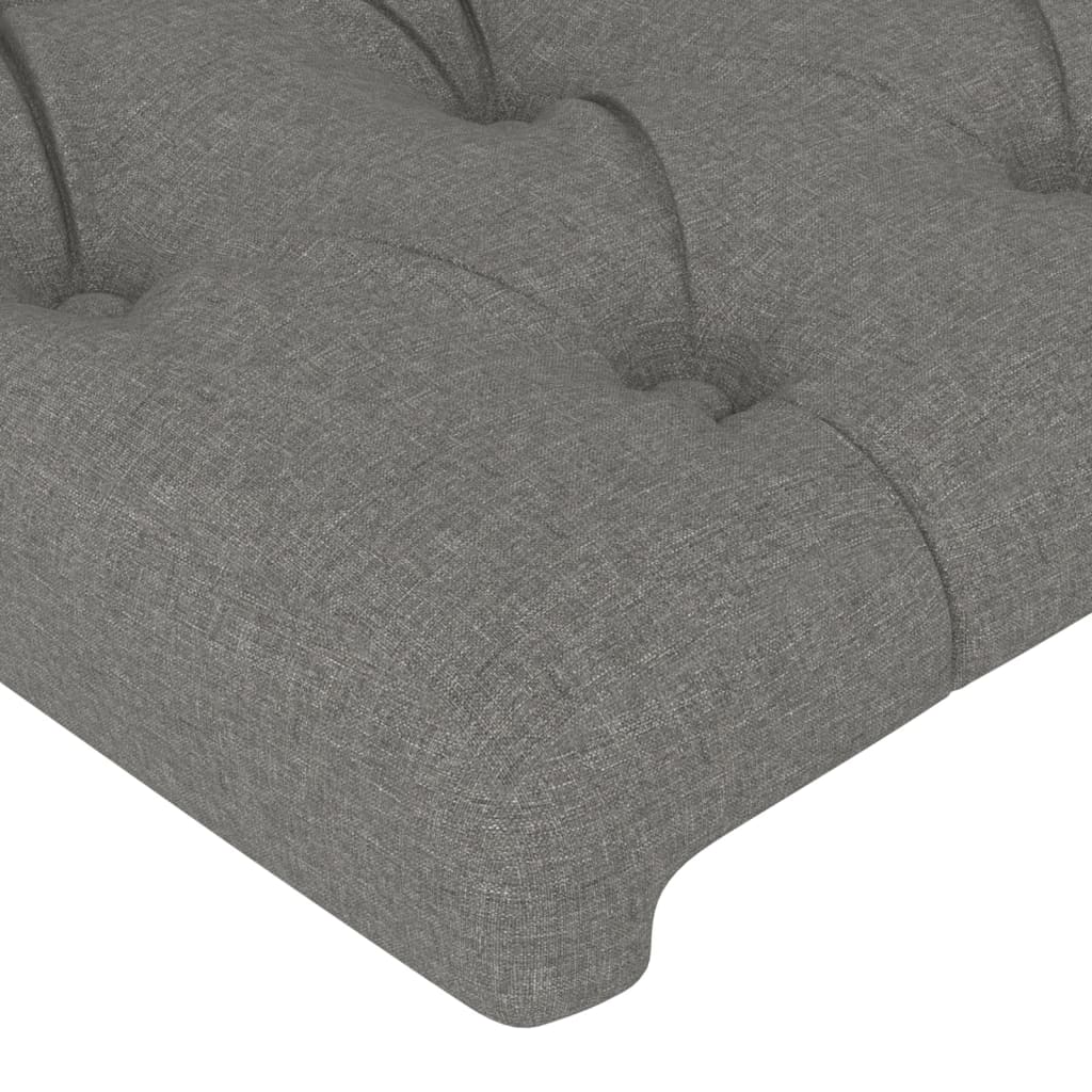 Cabeceira de cama c/ abas tecido 163x23x78/88cm cinzento-escuro