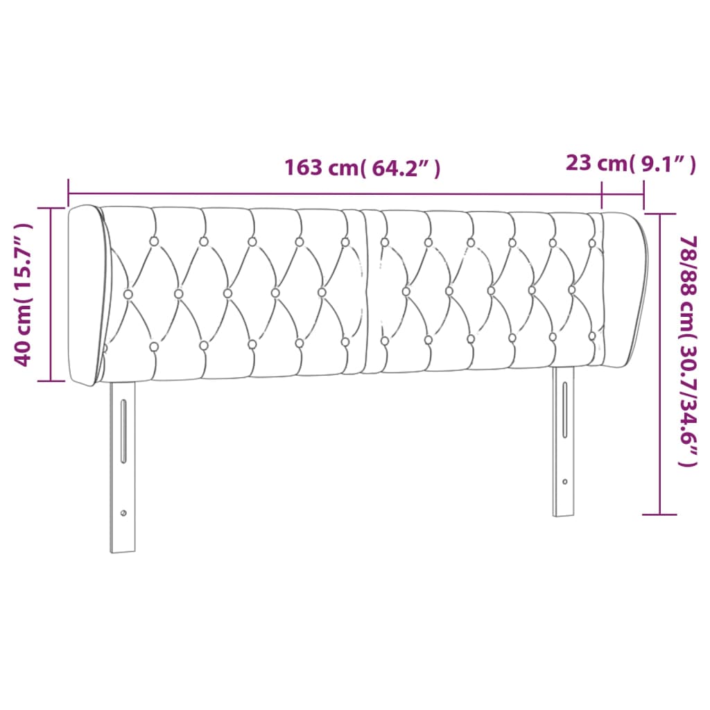 Cabeceira de cama c/ abas tecido 163x23x78/88 cm creme