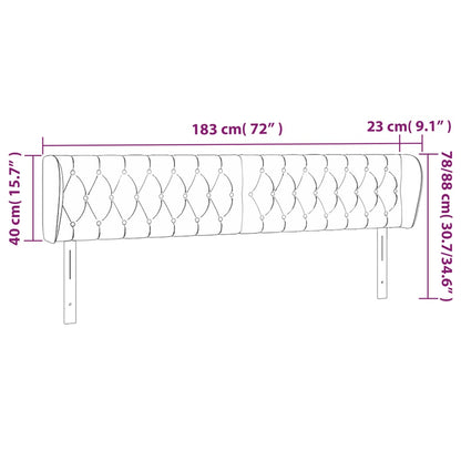 Cabeceira de cama c/ abas tecido 183x23x78/88 cm cinzento-claro