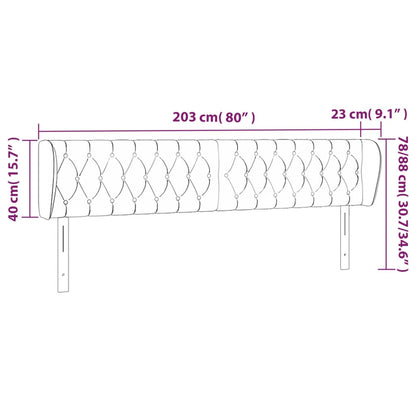 Cabeceira de cama c/ abas tecido 203x23x78/88 cm cinzento-claro