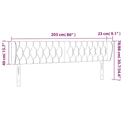 Cabeceira de cama c/ abas tecido 203x23x78/88cm cinzento-escuro