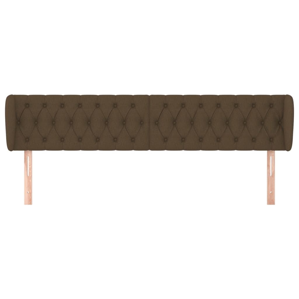 Cabeceira de cama c/ abas tecido 203x23x78/88cm castanho-escuro