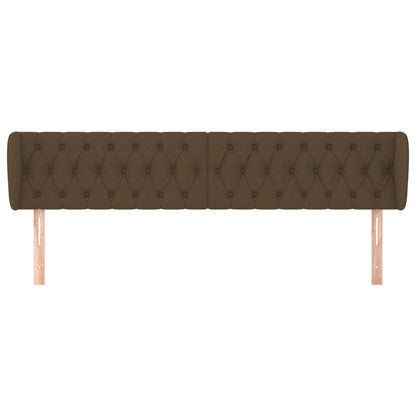 Cabeceira de cama c/ abas tecido 203x23x78/88cm castanho-escuro