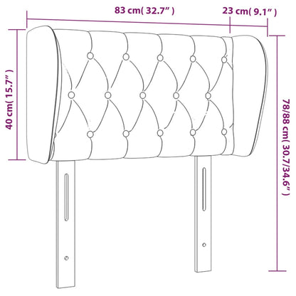 Cabeceira de cama c/ abas veludo 83x23x78/88cm azul-escuro