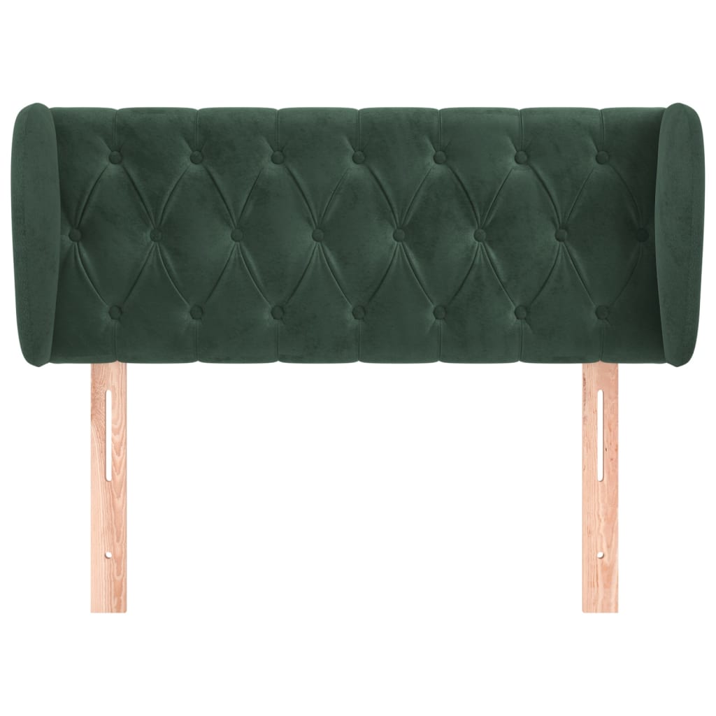 Cabeceira de cama c/ abas veludo 93x23x78/88 cm verde-escuro