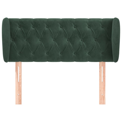 Cabeceira de cama c/ abas veludo 103x23x78/88cm verde-escuro