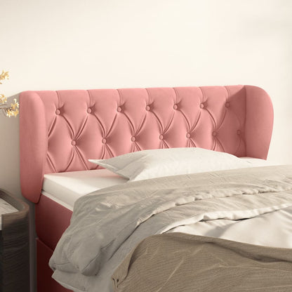 Cabeceira de cama c/ abas veludo 103x23x78/88 cm rosa