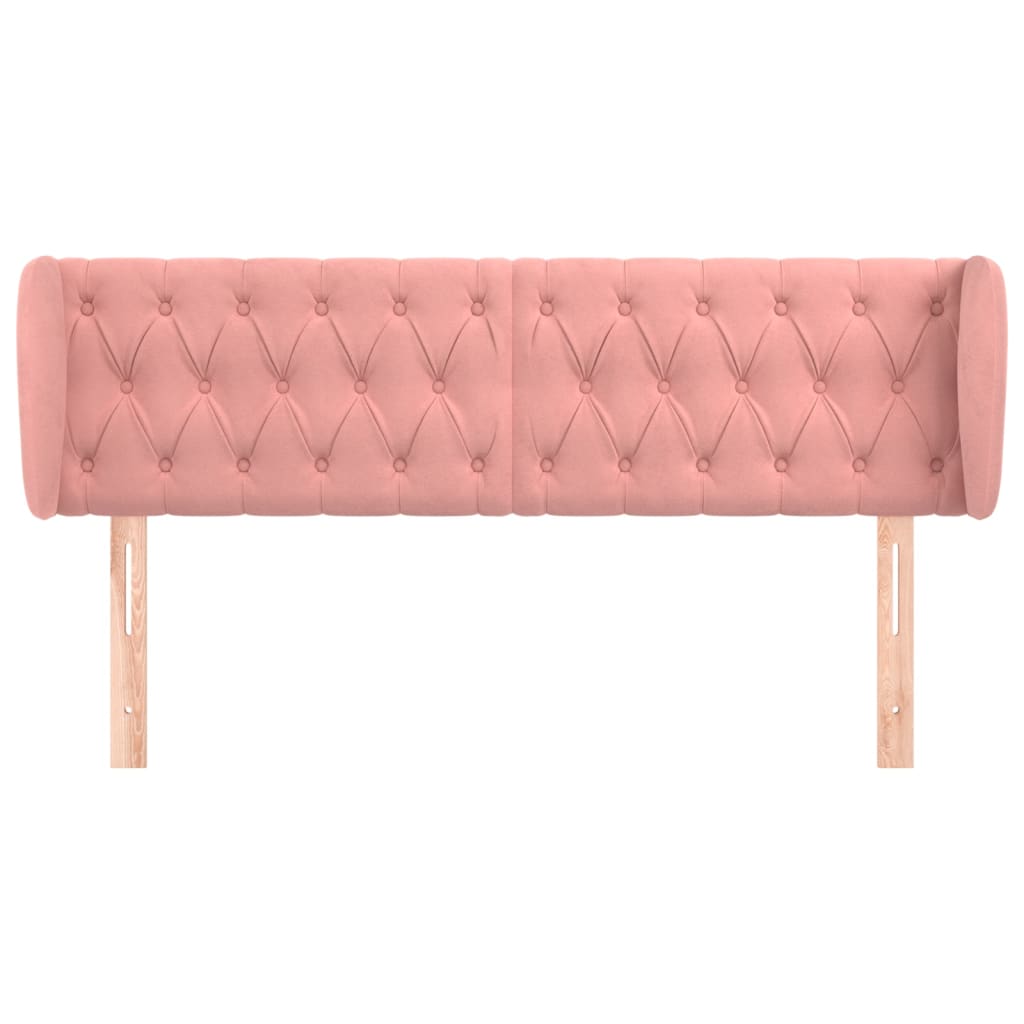 Cabeceira de cama c/ abas veludo 163x23x78/88 cm rosa