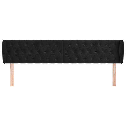 Cabeceira de cama c/ abas veludo 203x23x78/88 cm preto