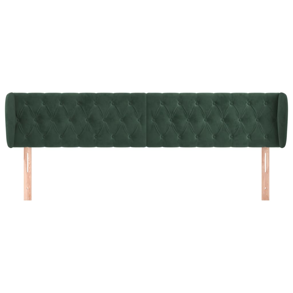 Cabeceira de cama c/ abas veludo 203x23x78/88cm verde-escuro