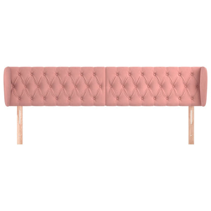 Cabeceira de cama c/ abas veludo 203x23x78/88 cm rosa