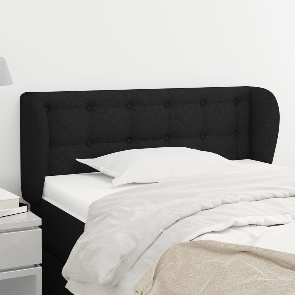 Cabeceira de cama c/ abas tecido 93x23x78/88 cm preto