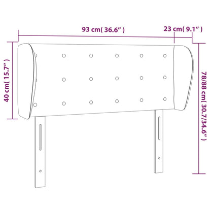 Cabeceira de cama c/ abas tecido 93x23x78/88 cm castanho-escuro