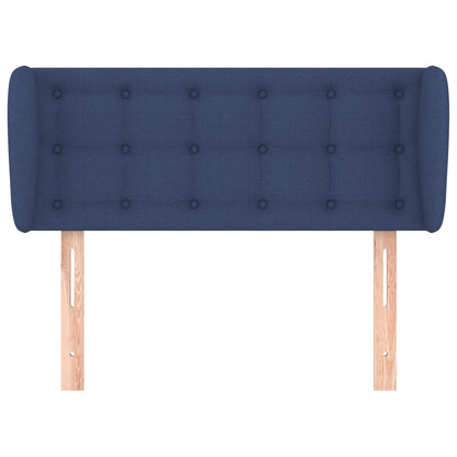 Cabeceira de cama c/ abas tecido 103x23x78/88 cm azul