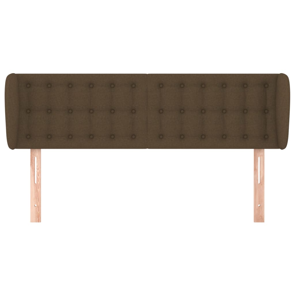 Cabeceira de cama c/ abas tecido 147x23x78/88cm castanho-escuro