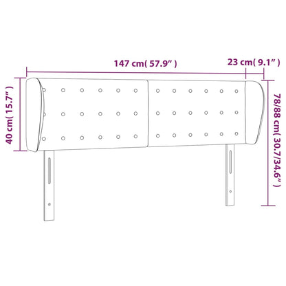 Cabeceira de cama c/ abas tecido 147x23x78/88cm castanho-escuro