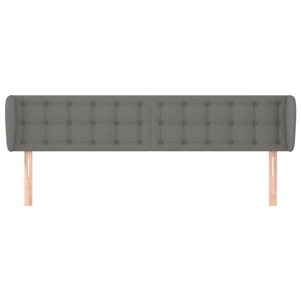 Cabeceira de cama c/ abas tecido 163x23x78/88cm cinzento-escuro