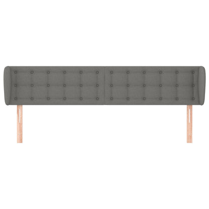 Cabeceira de cama c/ abas tecido 163x23x78/88cm cinzento-escuro