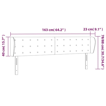 Cabeceira de cama c/ abas tecido 163x23x78/88cm cinzento-escuro