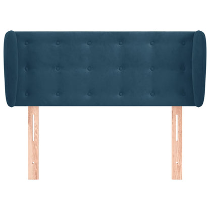 Cabeceira de cama c/ abas veludo 83x23x78/88cm azul-escuro