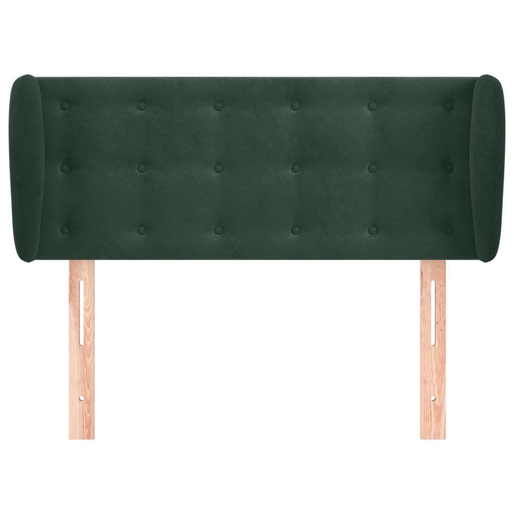 Cabeceira de cama c/ abas veludo 93x23x78/88 cm verde-escuro