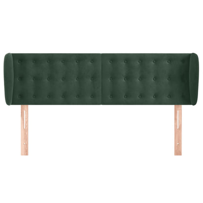 Cabeceira de cama c/ abas veludo 147x23x78/88cm verde-escuro