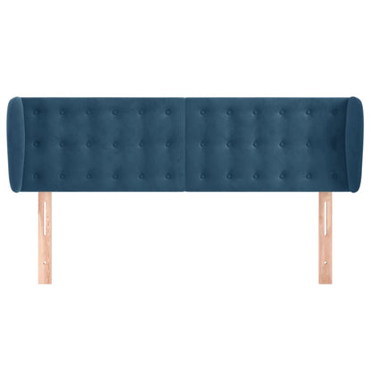 Cabeceira de cama c/ abas veludo 147x23x78/88cm azul-escuro