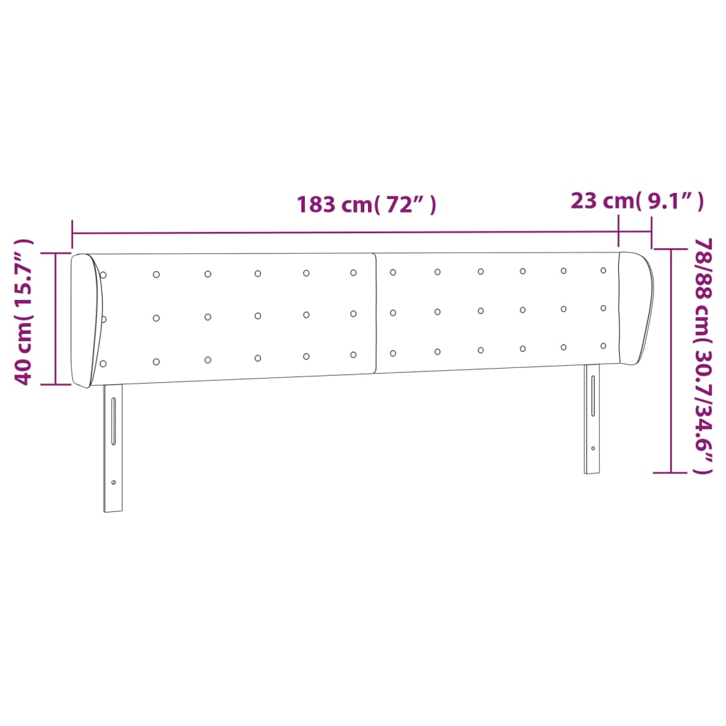 Cabeceira de cama c/ abas veludo 183x23x78/88cm verde-escuro