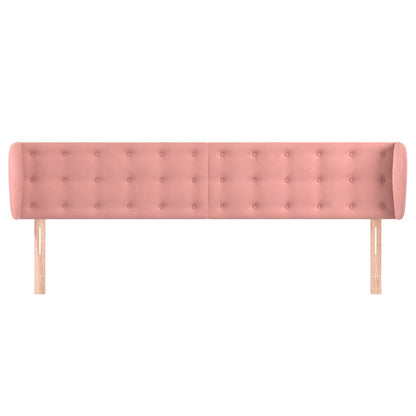 Cabeceira de cama c/ abas veludo 183x23x78/88 cm rosa