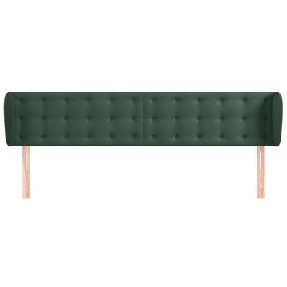 Cabeceira de cama c/ abas veludo 203x23x78/88cm verde-escuro