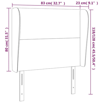 Cabeceira de cama c/ abas tecido 83x23x118/128cm cinzento-claro