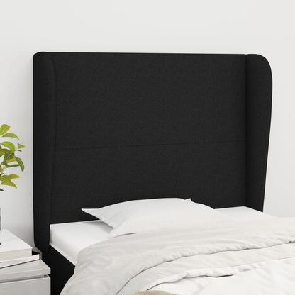 Cabeceira de cama c/ abas tecido 83x23x118/128 cm preto