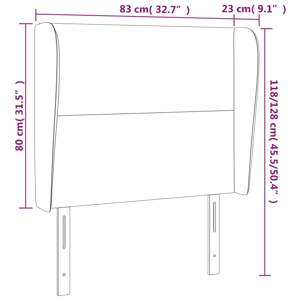 Cabeceira de cama c/ abas tecido 83x23x118/128 cm azul