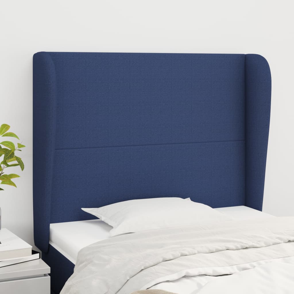 Cabeceira de cama c/ abas tecido 83x23x118/128 cm azul