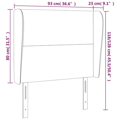 Cabeceira de cama c/ abas tecido 93x23x118/128 cm creme