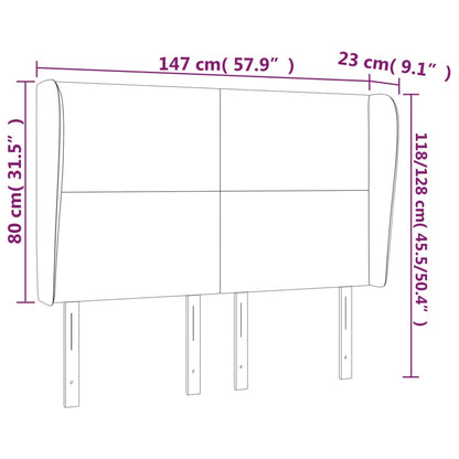 Cabeceira cama c/ abas tecido 147x23x118/128 cm cinzento-escuro