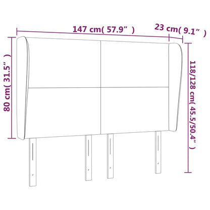 Cabeceira de cama c/ abas tecido 147x23x118/128 cm preto