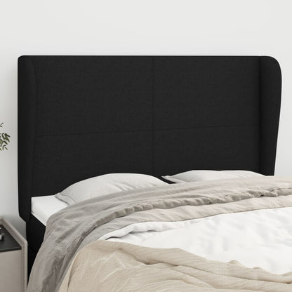 Cabeceira de cama c/ abas tecido 147x23x118/128 cm preto