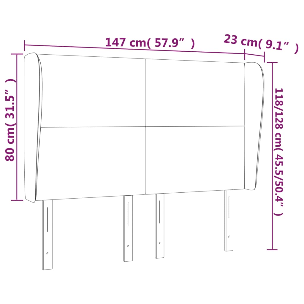 Cabeceira cama c/ abas tecido 147x23x118/128 cm castanho-escuro