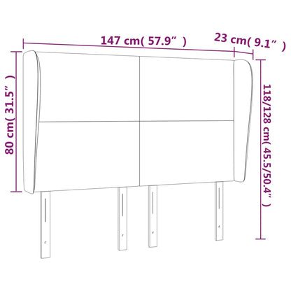 Cabeceira cama c/ abas tecido 147x23x118/128 cm castanho-escuro