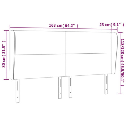 Cabeceira cama c/ abas tecido 163x23x118/128 cm cinzento-claro